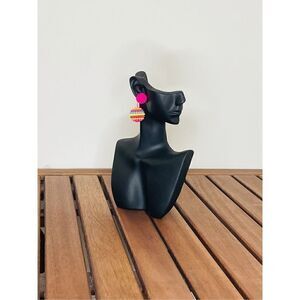 Multi color beaded ball drop earrings